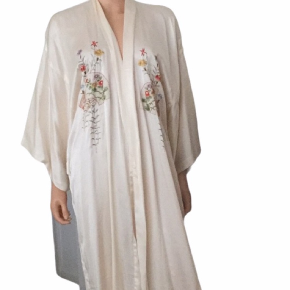 Zhen Long Couture Silk Embroidered Kimono Robe Gown